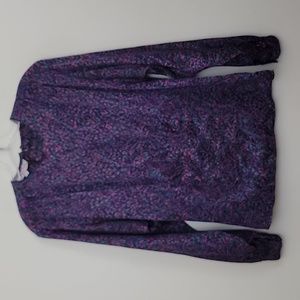San Andre New York Paris Vintage Print Purple, Pink, Green Blouse 6